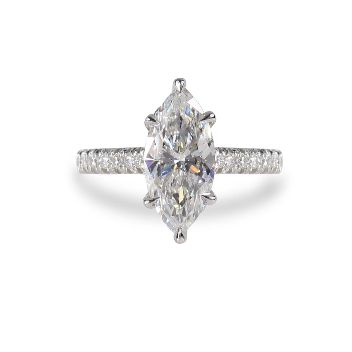 MARQUISE CUT LAB GROWN DIAMOND PAVÉ ENGAGEMENT RING - ALL ENGAGEMENT RINGS