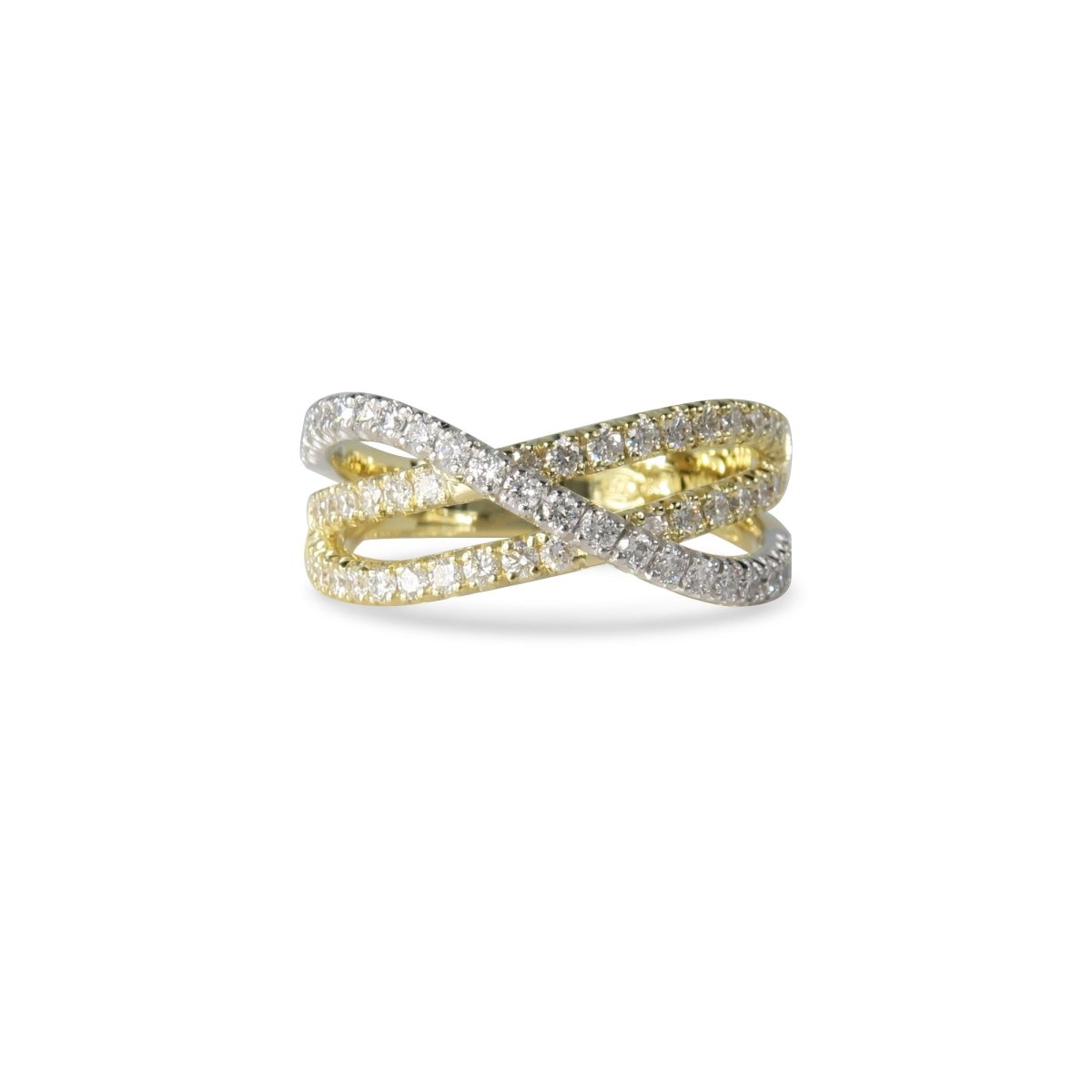 TWO TONE CROSSOVER RING IN PLATINUM AND 18K YELLOW GOLD - ALL RINGS