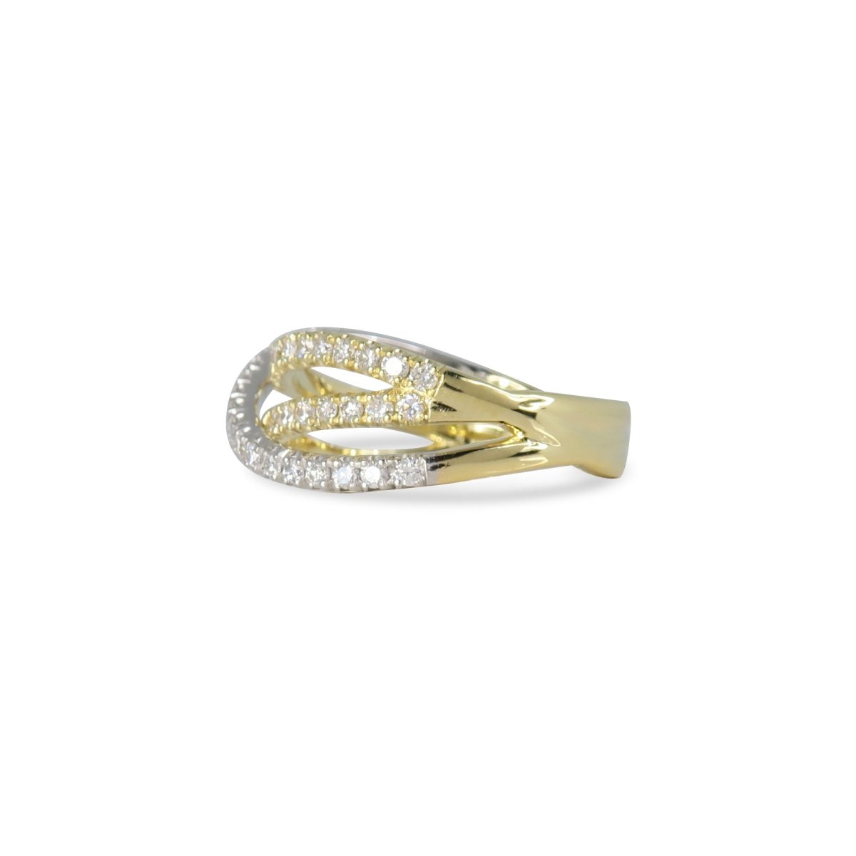 TWO TONE CROSSOVER RING IN PLATINUM AND 18K YELLOW GOLD - ALL RINGS