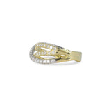 TWO TONE CROSSOVER RING IN PLATINUM AND 18K YELLOW GOLD