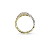 TWO TONE CROSSOVER RING IN PLATINUM AND 18K YELLOW GOLD