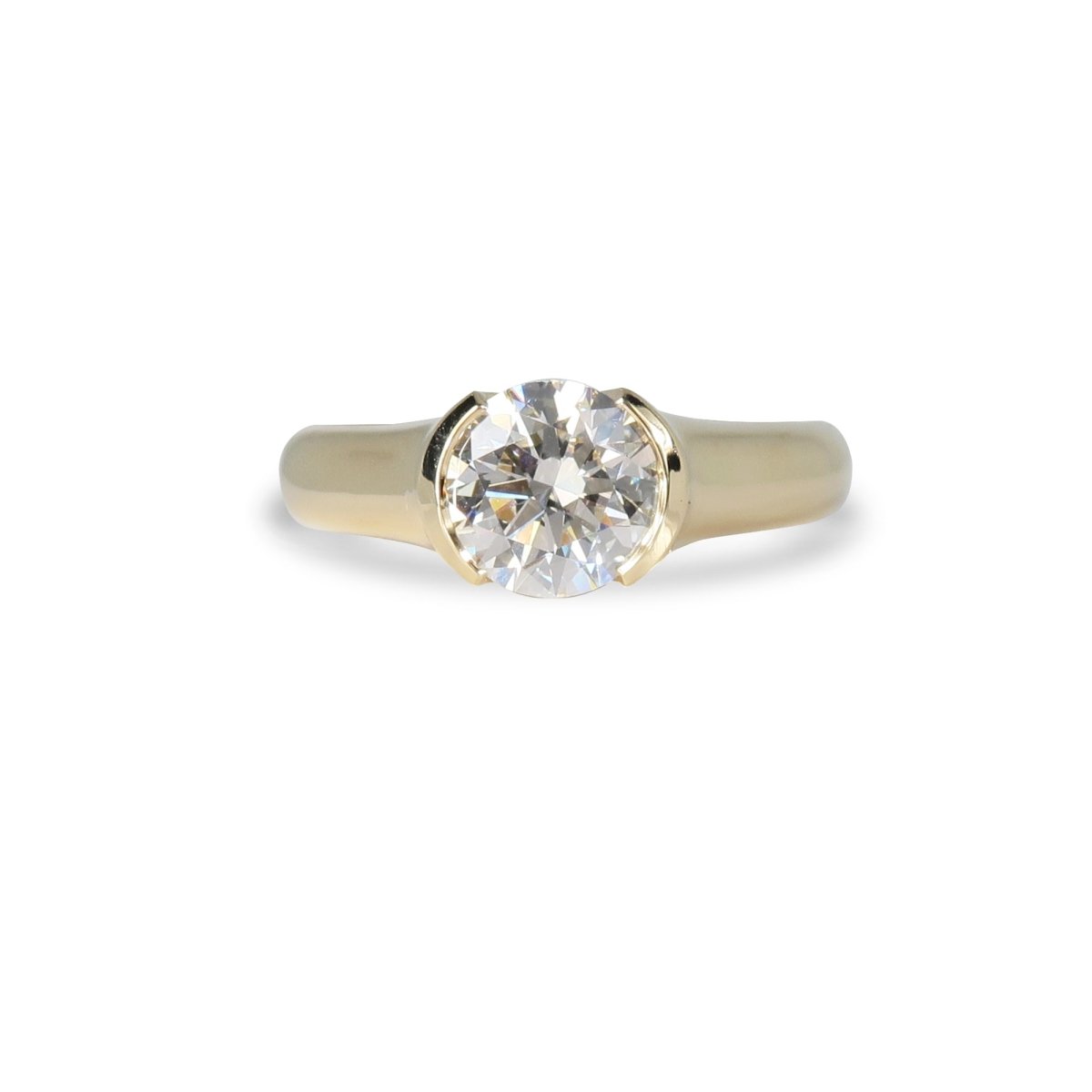 DEMI BEZEL LAB GROWN ROUND DIAMOND RING IN 14K YELLOW GOLD -