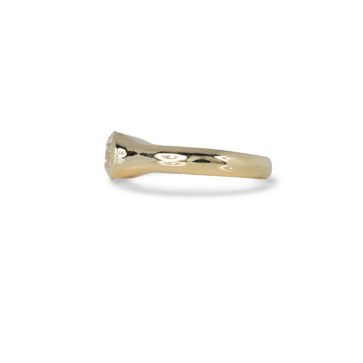 DEMI BEZEL LAB GROWN ROUND DIAMOND RING IN 14K YELLOW GOLD -