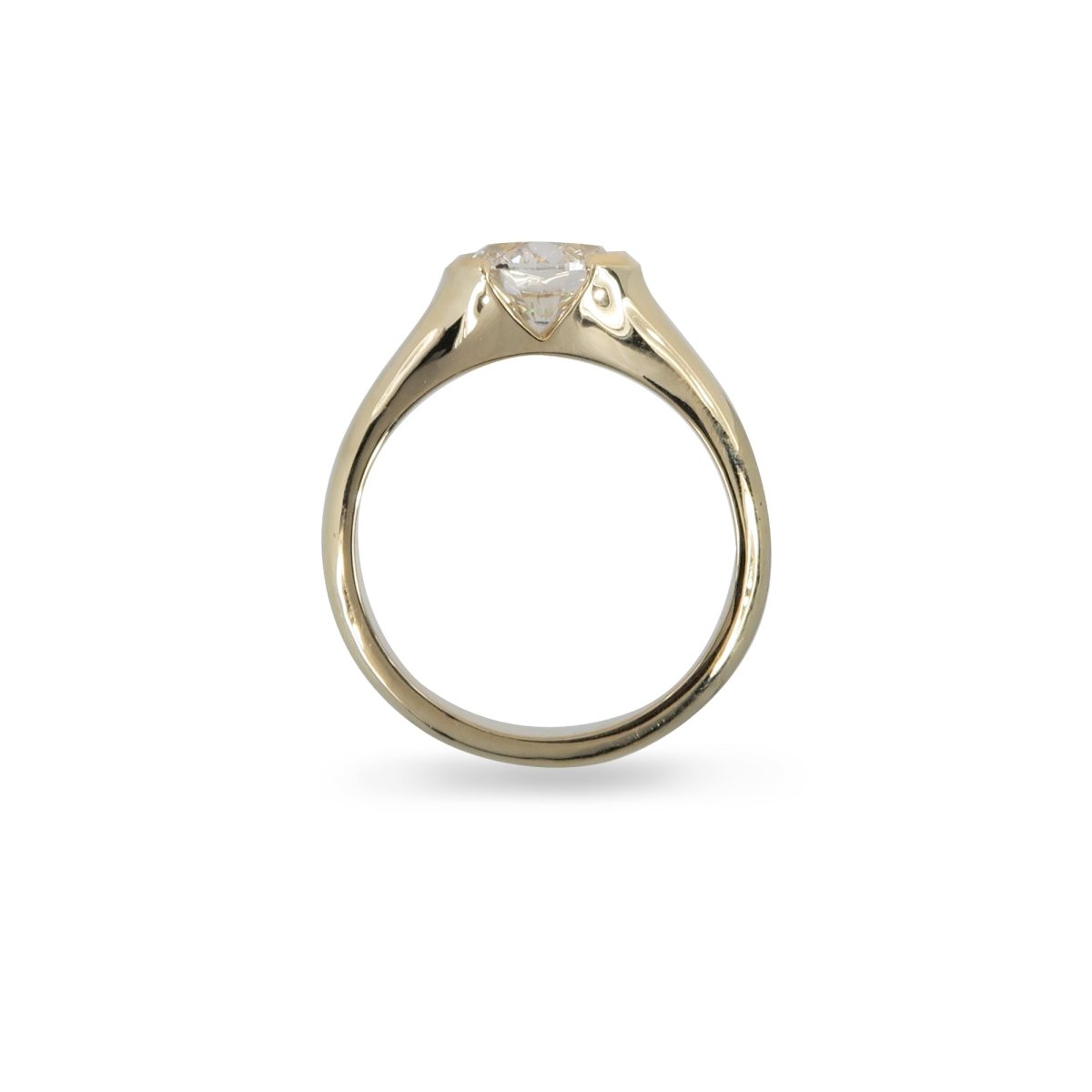 DEMI BEZEL LAB GROWN ROUND DIAMOND RING IN 14K YELLOW GOLD -