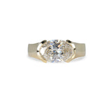 DEMI BEZEL LAB GROWN OVAL DIAMOND RING IN 14K YELLOW GOLD