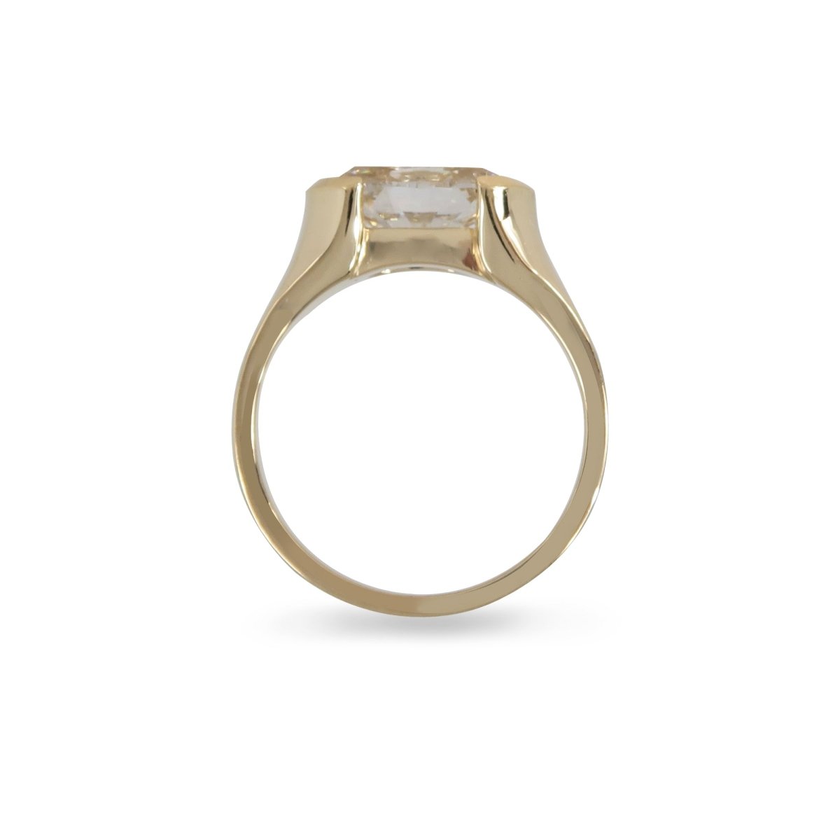 DEMI BEZEL LAB GROWN OVAL DIAMOND RING IN 14K YELLOW GOLD -