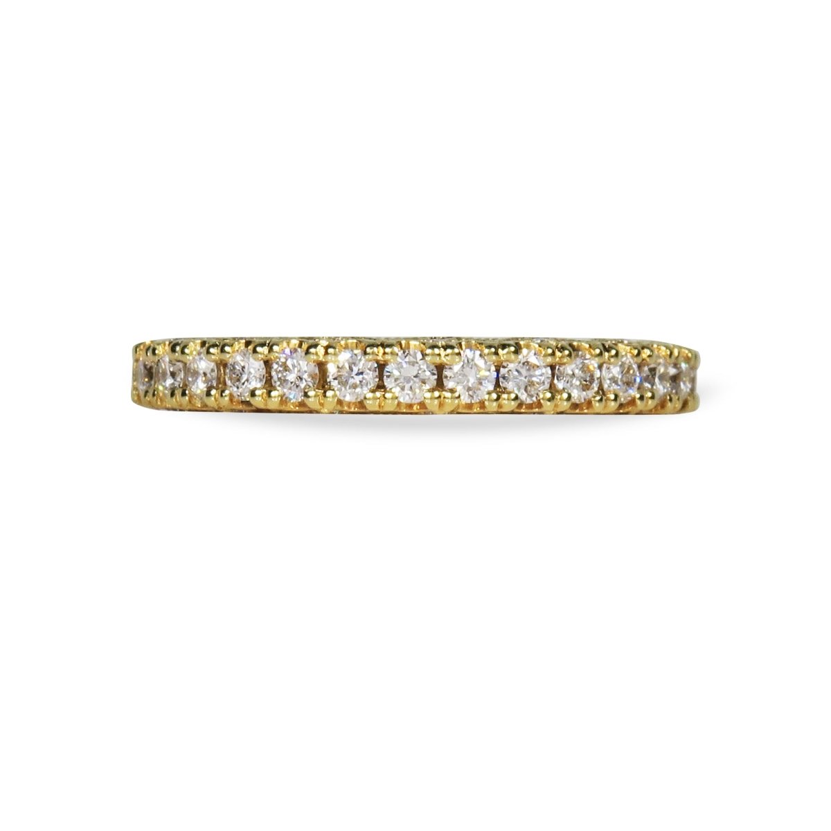 SCALLOPED WEDDING BAND IN YELLOW GOLD WITH ROUND DIAMONDS - ANNIVERSARY & CELEBRATION RINGS
