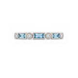 BAGUETTE AQUAMARINE & DIAMOND BAND FULL ETERNITY IN WHITE GOLD - ALL RINGS