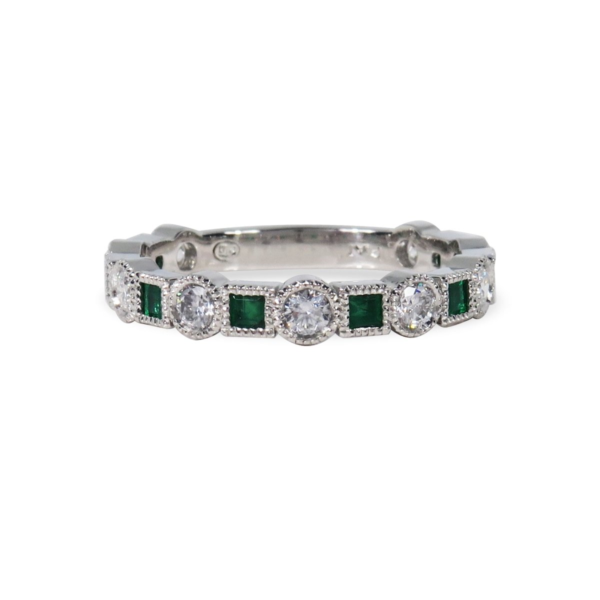 EMERALD AND DIAMOND RING IN PLATINUM - ALL RINGS