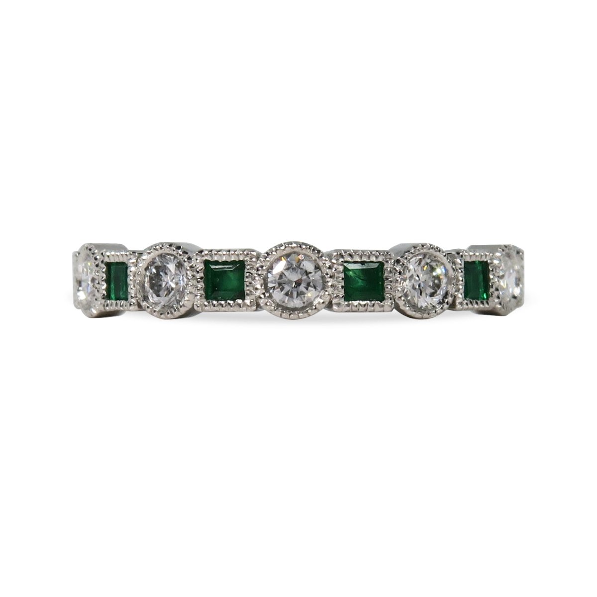 EMERALD AND DIAMOND RING IN PLATINUM - ALL RINGS