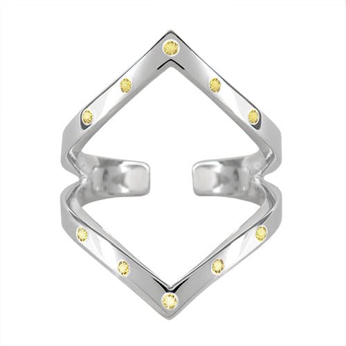 CHEVRON RING WITH YELLOW SAPPHIRES IN STERLING SILVER - ALL RINGS