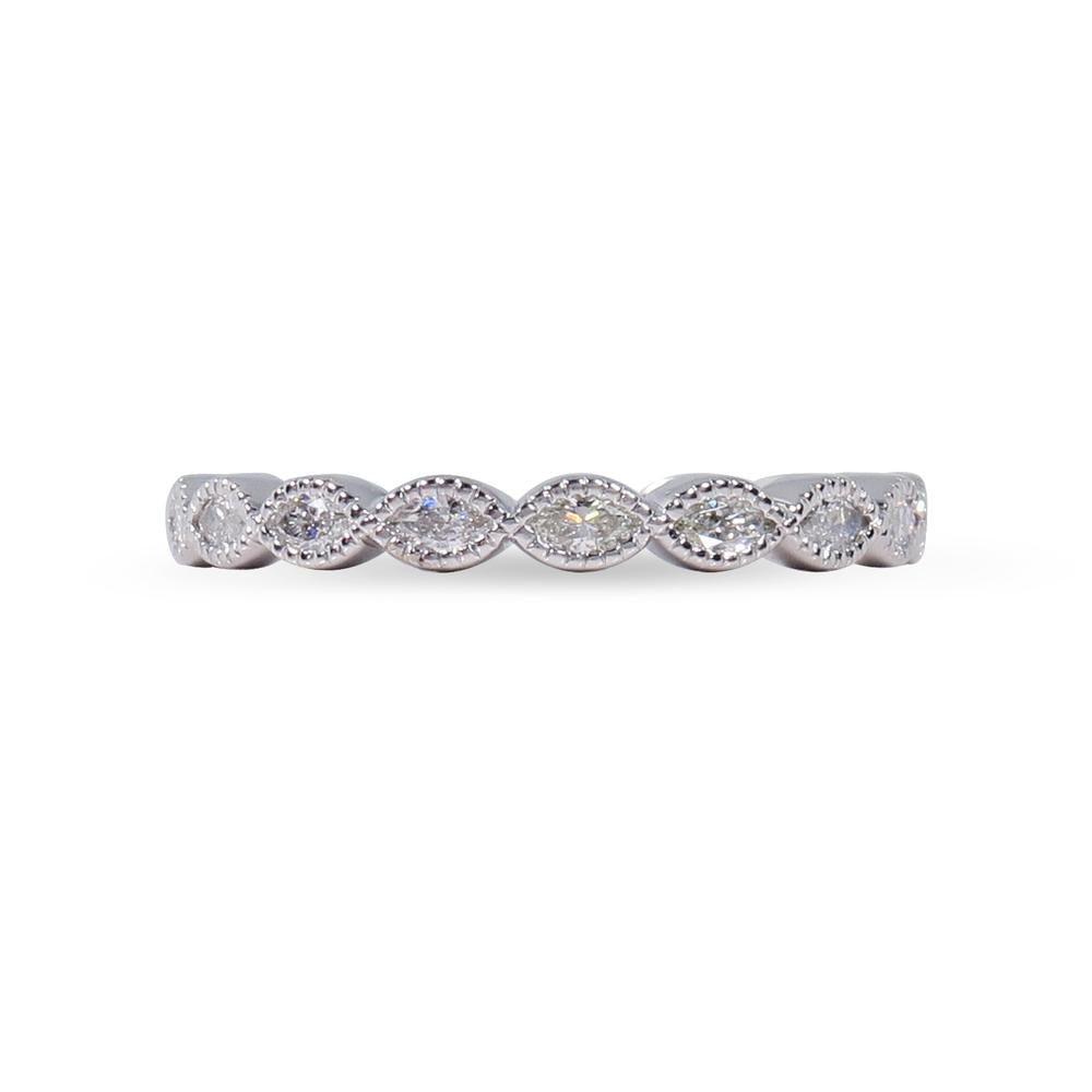 NAVETTE MARQUISE DIAMOND HALF ETERNITYRING IN WHITE GOLD - ALL RINGS
