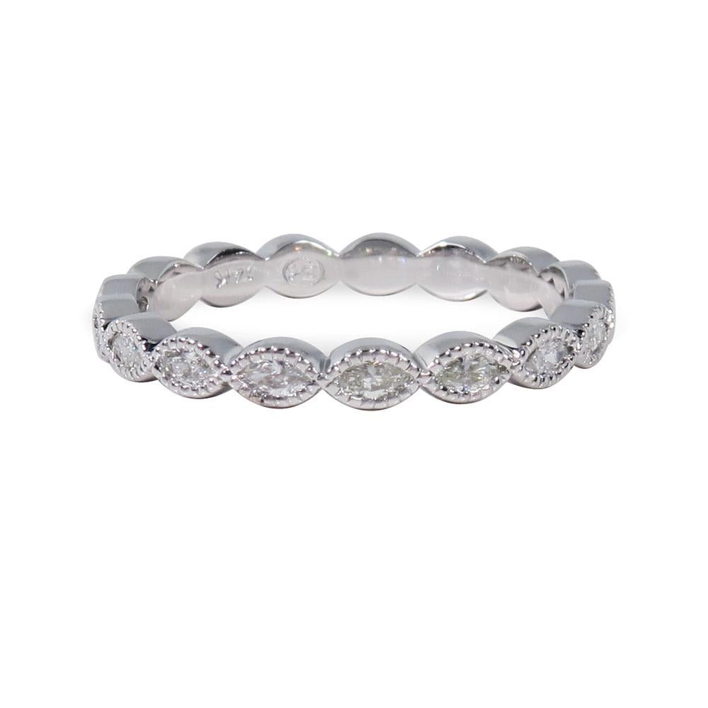 NAVETTE MARQUISE DIAMOND HALF ETERNITYRING IN WHITE GOLD - ALL RINGS