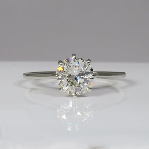 OLD EUROPEAN CUT DIAMOND SOLITAIRE RING - 