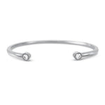 OPEN BANGLE WITH ROUND DIAMONDS IN WHITE GOLD - BRACELETS