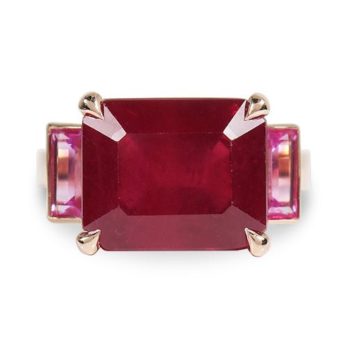 RUBY AND PINK SAPPHIRE RING IN ROSE GOLD - ALL RINGS