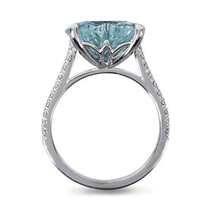 HEART-SHAPED AQUAMARINE & DIAMOND RING IN WHITE GOLD - ALL RINGS