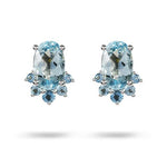 14K WHITE GOLD AQUAMARINE EARRING -