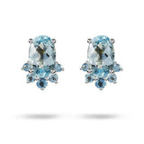 14K WHITE GOLD AQUAMARINE EARRING -