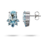 14K WHITE GOLD AQUAMARINE EARRING -