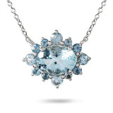 14K WHITE GOLD WITH AQUAMARINE NECKLACE -