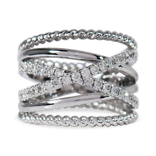 WOVEN RING WITH DIAMOND IN WHITE GOLD - ALL RINGS