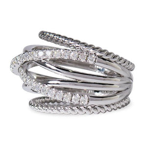 WOVEN RING WITH DIAMOND IN WHITE GOLD - ALL RINGS