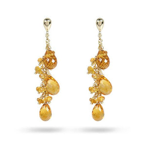 14K YELLOW GOLD CITRINE BRIOLETTES EARRING - ALL RINGS