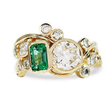 DIAMOND AND EMERALD GARDENIA RING - ALL RINGS