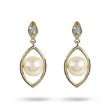 14K YELLOW GOLD PEARL EARRING WITH DIAMOND - ALL RINGS