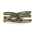 18K YELLOW GOLD DRAGON SCALE RING WITH MOON STONE AND DIAMOND - ALL RINGS