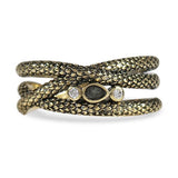 18K YELLOW GOLD DRAGON SCALE RING WITH MOON STONE AND DIAMOND - ALL RINGS