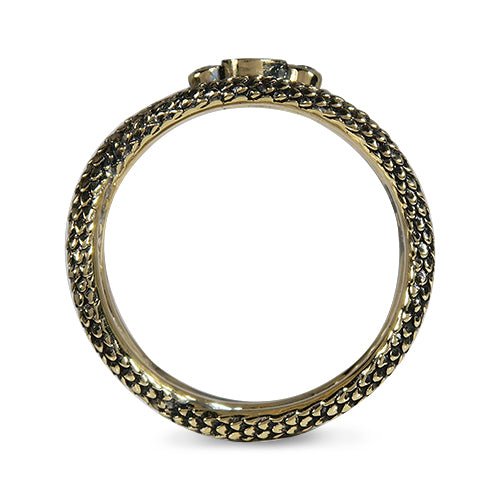 18K YELLOW GOLD DRAGON SCALE RING WITH MOON STONE AND DIAMOND - ALL RINGS
