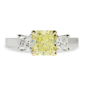 RADIANT CUT YELLOW DIAMOND WITH TWO PRICINESS CUT DIAMOND RING - ALL RINGS