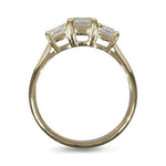 CUSHION CUT THREE DIAMONDS ENGAGEMENT RING IN YELLOW GOLD - ALL RINGS