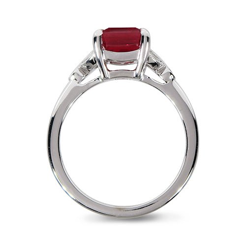 EMERALD CUT RUBY RING WITH DIAMOND - ALL RINGS