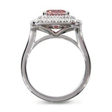 2.5CT CUSHION CUT PINK MOISSANITE RING WITH DOUBLE HALO DIAMOND - ALL RINGS