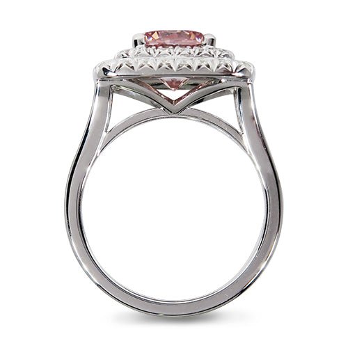 2.5CT CUSHION CUT PINK MOISSANITE RING WITH DOUBLE HALO DIAMOND - ALL RINGS