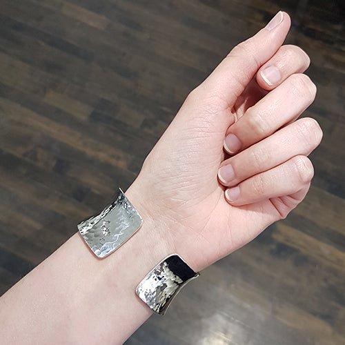 FORGED WIDE CONCAVE CUFF IN STERLING SILVER - BRACELETS