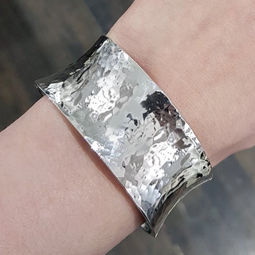 FORGED WIDE CONCAVE CUFF IN STERLING SILVER - BRACELETS