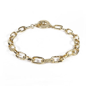 HAMMERED CHAIN LINK BRACELET IN YELLOW GOLD - BRACELETS