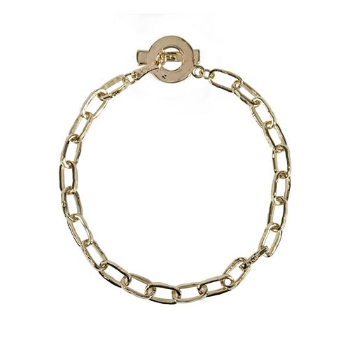HAMMERED CHAIN LINK BRACELET IN YELLOW GOLD - BRACELETS