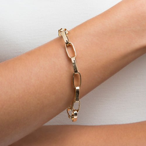 HAMMERED CHAIN LINK BRACELET IN STERLING SILVER - BRACELETS