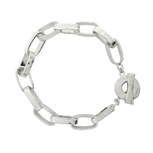 HAMMERED CHAIN LINK BRACELET IN STERLING SILVER - BRACELETS