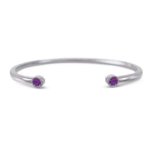 OPEN BANGLE IN SILVER WITH ROUND GEMSTONES - BRACELETS