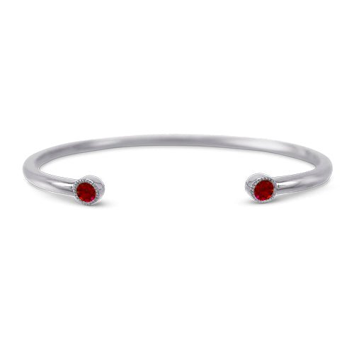 OPEN BANGLE IN SILVER WITH ROUND GEMSTONES - BRACELETS