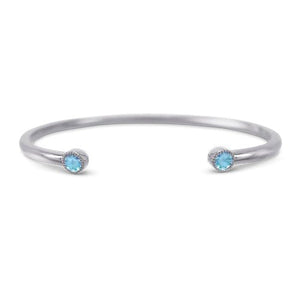 OPEN BANGLE IN SILVER WITH ROUND GEMSTONES - BRACELETS