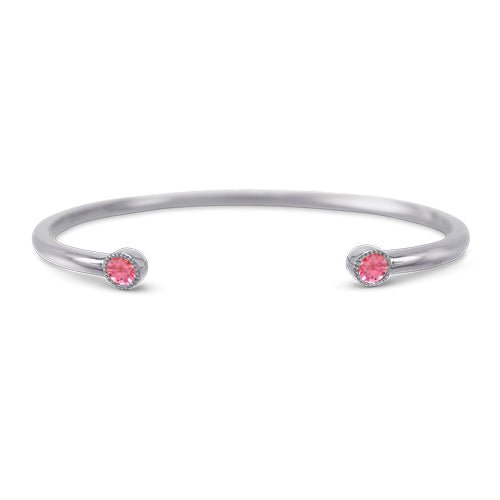OPEN BANGLE IN SILVER WITH ROUND GEMSTONES - BRACELETS