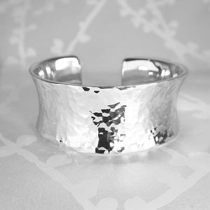 FORGED WIDE CONCAVE CUFF IN STERLING SILVER - BRACELETS