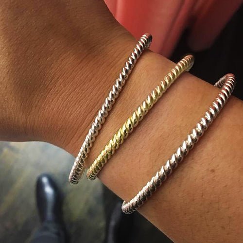 TWISTED ROPE BANGLE IN STERLING SILVER - BRACELETS